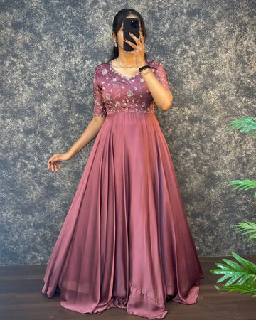 Stunning Vichitra Embroidered Anarkali Gown - Party Wear for Women | S-XXL