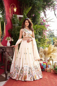 Stunning Vichitra Lehenga Choli - Heavy Cording Embroidery for Wedding Collection