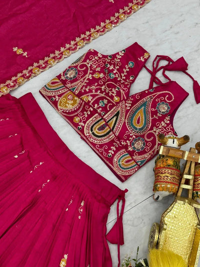 Stunning Vichitra Lehenga Choli - Heavy Cording Embroidery for Wedding Collection