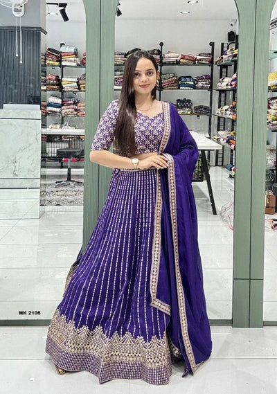 Stunning Vichitra Silk Lehenga Choli - Heavy Embroidery & Ruffle Style for Festive Occasions