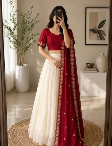 Stunning Vichitra Silk Lehenga Choli with Massive Flare for Festive Weddings