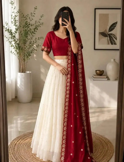 Stunning Vichitra Silk Lehenga Choli with Massive Flare for Festive Weddings