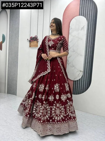 Stunning Vichitra Silk Lehenga - Heavy 7mm Sequence Work for Festive & Wedding Wear