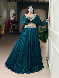 Stunning Vichitra Silk Lehenga - Thread Embroidery for Women