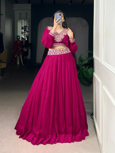 Stunning Vichitra Silk Lehenga - Thread Embroidery for Women