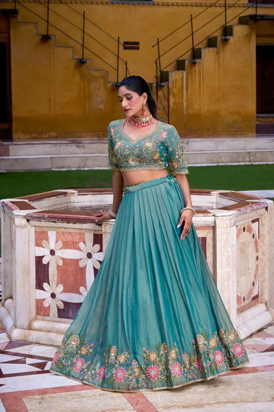 Stunning Zari Shimmer Lehenga Choli with Sequins Embroidery - Premium Festive Wear for Women
