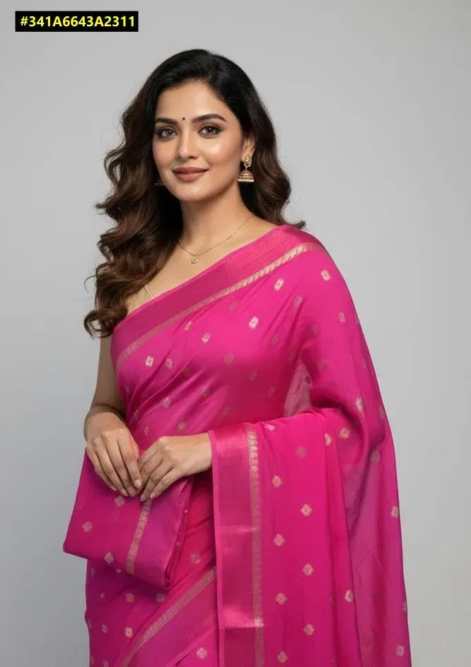 Premium Zari Viscose Chinnon Saree for festive wear