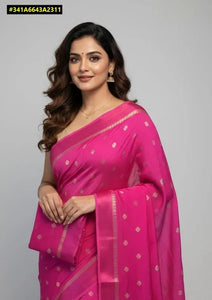 Premium Zari Weaving Viscose Chinnon Saree for Festive and Wedding Wear