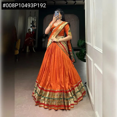 Stunning Zari Weaving Paithani Lehenga - Pure Chanderi Stitched for Women