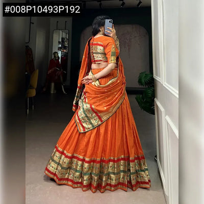 Stunning Zari Weaving Paithani Lehenga - Pure Chanderi Stitched for Women