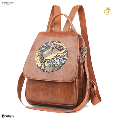 Stylish 2-in-1 Convertible Backpack for Women - Elephant Print Handbag