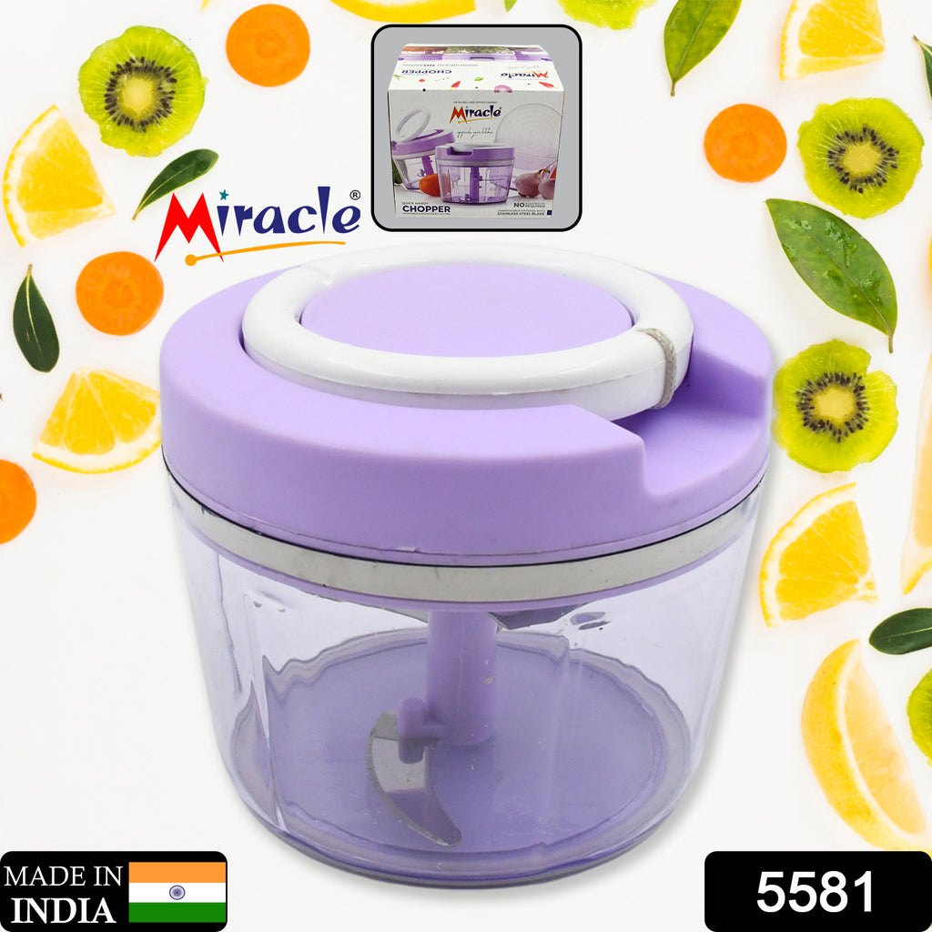 Miracle Ring Chopper mini portable food processor with lid & 3 blades for quick vegetable & fruit chopping