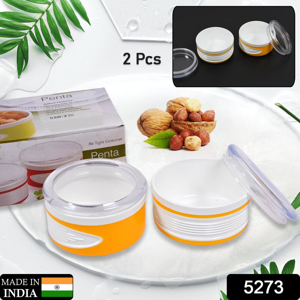5273 Airtight plastic food storage container set, 2 pieces, 550ml capacity.