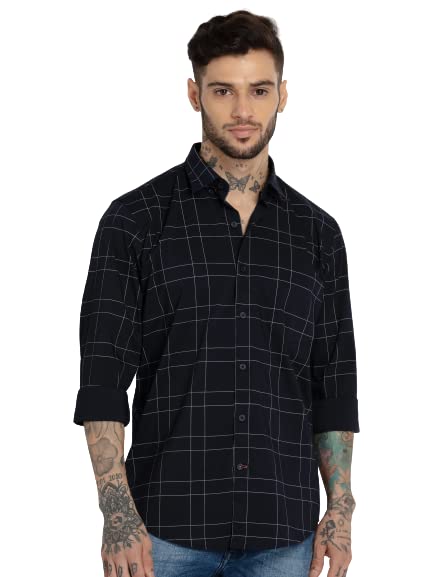 Men's Casual Business Vertical Striped Sleeved Button Up Dress Shirt ( Pack of 1 ) S