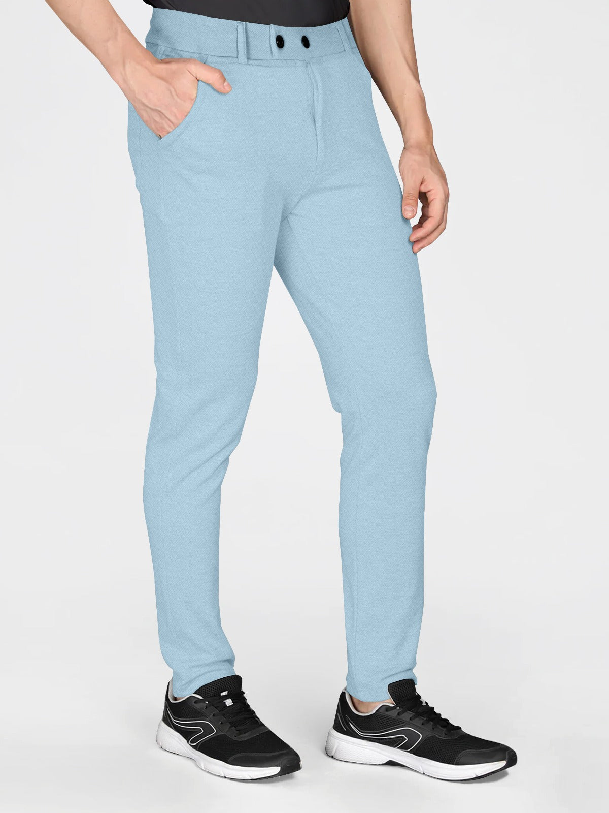 Classic Men's Regular Fit Cotton Blend Trousers for Comfortable and Stylish ( Sky ) 34