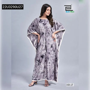 Tie-Dye Print Rayon Slub Kaftan Dress for Women | Resort & Lounge Wear