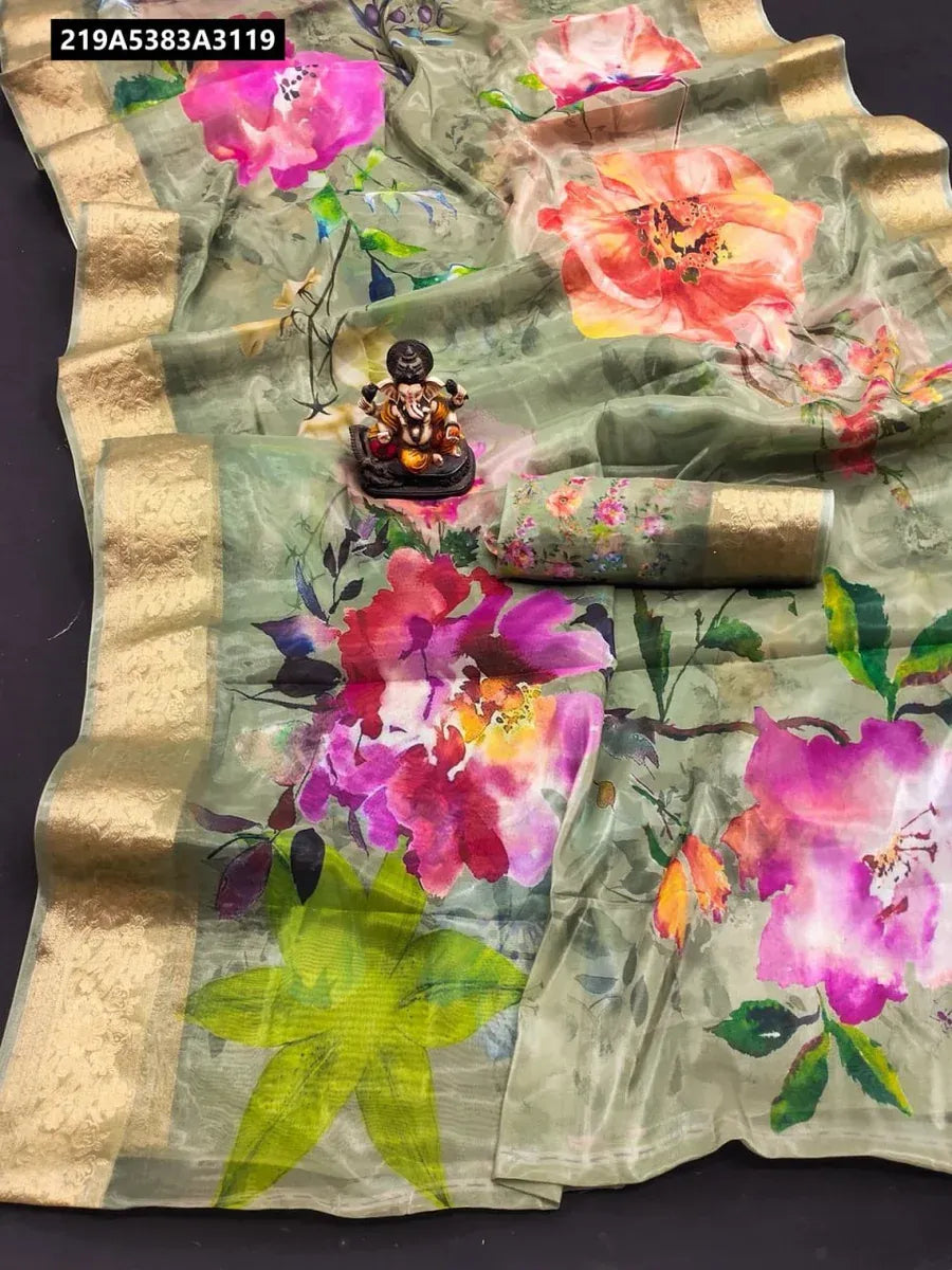 Premium Tishu Digital Print Art Silk Saree for Women