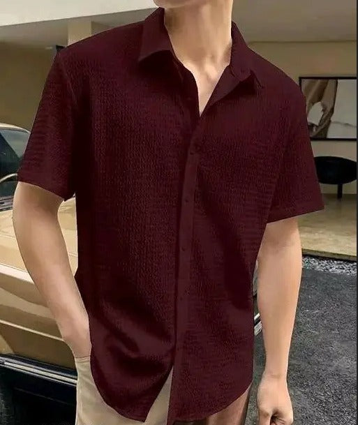 Half Sleeves Shirts for Men Marron S