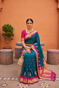 Traditional Banarasi Silk Saree with Rich Zari Pallu for Women's Festive Wear