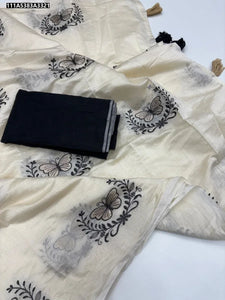 Exclusive Handcrafted Chanderi Silk Saree with Elegant Butterfly Embroidery for Festive Weddings