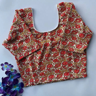 Traditional Cotton Kalamkari Stretchable Blouse - Elegant Festive Prep Wear