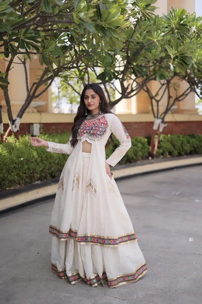 Traditional Designer Cotton Lehenga Set - Festive Wear Shrug & Gamthi Work for Wedding Season