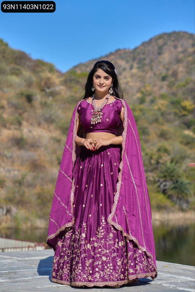 Traditional Embroidered Chinon Lehenga for Women | Festive & Wedding Wear