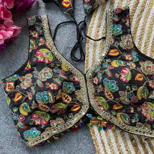 Traditional Embroidered Crepe Blouse for Women | Festive Wear