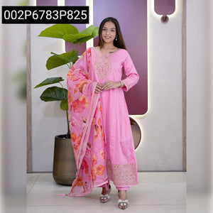 Traditional Embroidered Women's Pink Kurta Pant Set with Dupatta | Festive & Wedding