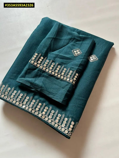 Traditional Georgette Saree - All-Over Mirror Work for Festive & Party Wear