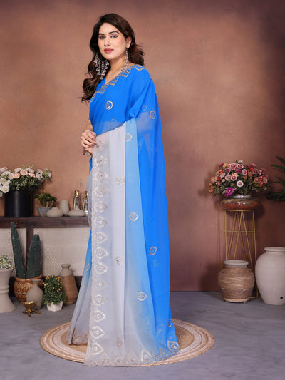 Traditional Georgette Saree - Elegant Ombre Design for Festive Wear
