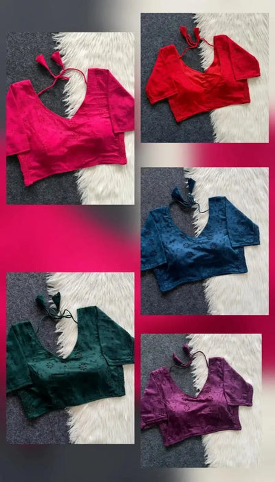 Traditional Hakoba Cotton Blouse - Padded Comfort Fit for Festive Wear