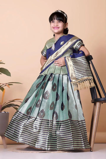 Traditional Jacquard Lehenga Choli Set for Girls Festive Wear
