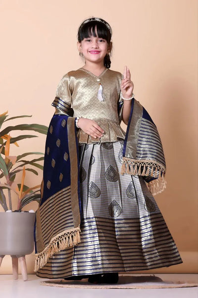 Traditional Jacquard Lehenga Choli Set for Girls Festive Wear