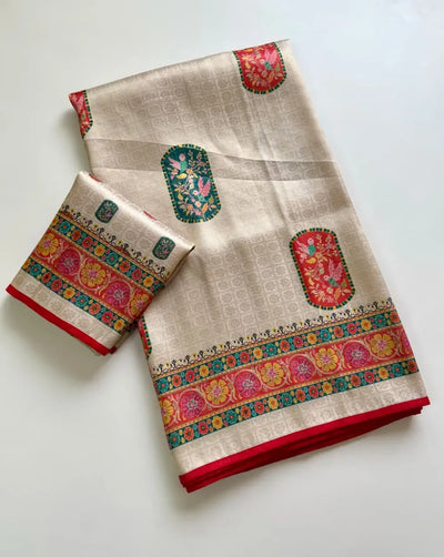 Traditional Jaquard Silk Saree - Digital Print for Festive Wear