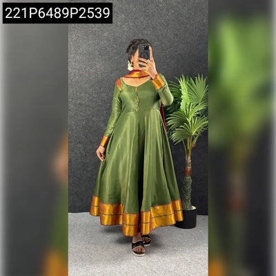 Traditional Kanjeevaram Zari Anarkali Gown for Women | Party Wear