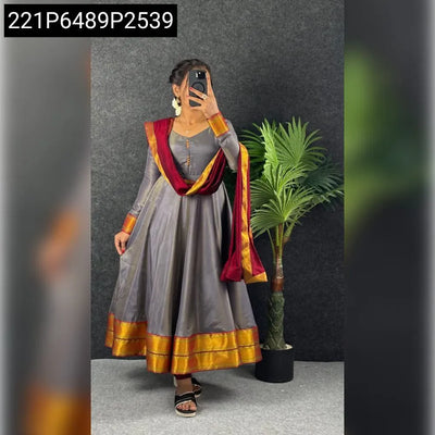 Traditional Kanjeevaram Zari Anarkali Gown for Women | Party Wear