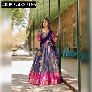 Traditional Kanjivaram Lehenga Choli - Zari Weaving Festive Wear