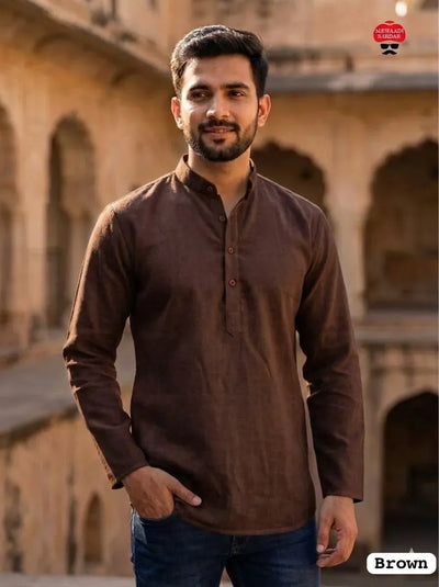 Traditional Khadi Short Kurta - Versatile Festive & Casual Wear for Men