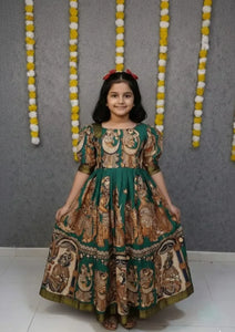 Traditional Kids Printed Maxi Gown - Festive Wear for Girls