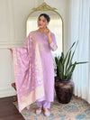Traditional Lavender Rayon Kurti Set - Embroidered Ethnic Wear for Women