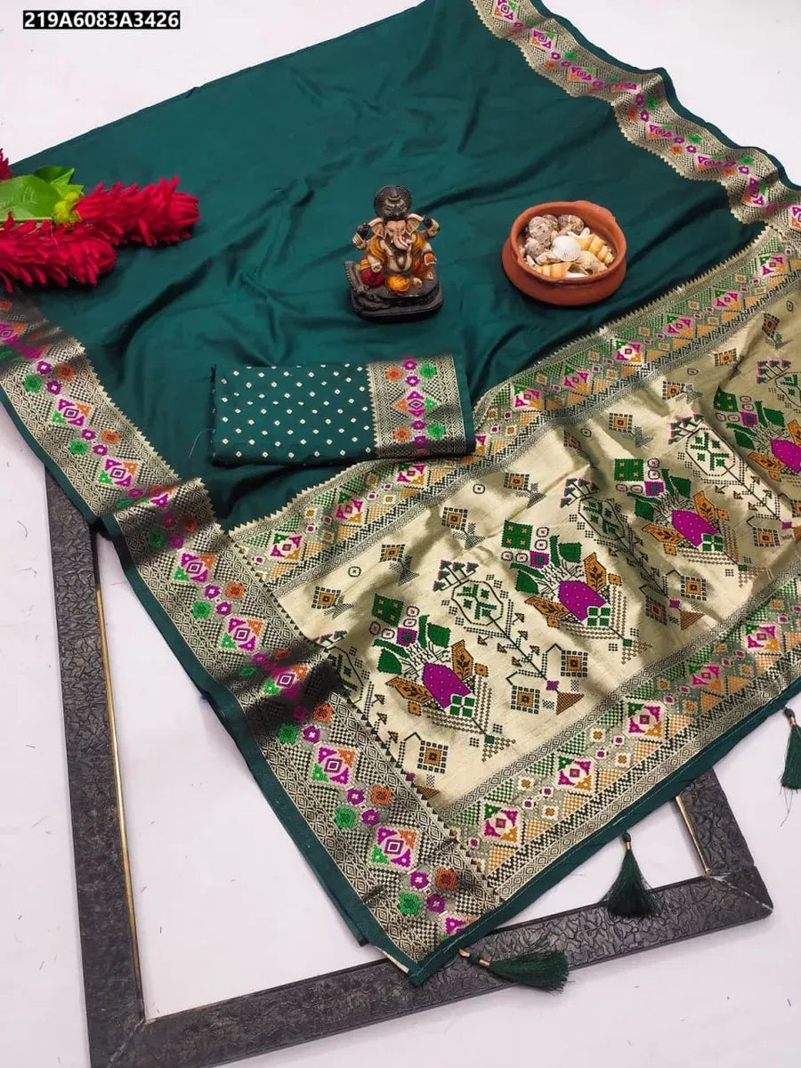 Traditional Paithani Silk Saree with Rich Zari Pallu