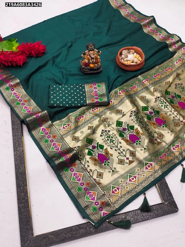 Traditional Paithani Silk Saree - Rich Zari Pallu for Women