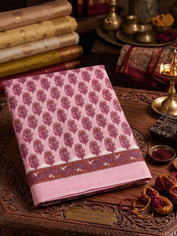 Traditional Pure Cotton Printed Saree - Elegant Heritage Collection for Festive Wear
