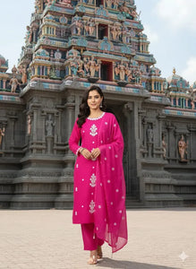 Traditional Slub Cotton Kurti Set - Beautiful Embroidery for Festive & Party Wear | S-3XL