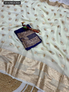 Buy Traditional Viscose Georgette Saree for Women with Banarsi Dola Silk Blouse | Festive & Ethnic Wear Online by TRENDBUY
