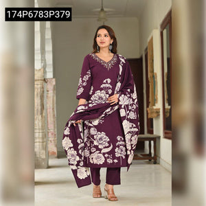 TRENDBUY Abstract Floral Mal Cotton Kurta Set with Dupatta & Pants
