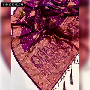 TRENDBUY Banarasi Silk Saree with Copper Zari Weaving & Rich Pallu for Festivals