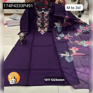 TRENDBUY Chanderi Maslin Embroidered Kurti with Printed Dupatta Set