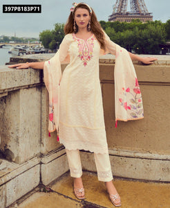 TRENDBUY Chanderi Silk Chikankari Floral Embroidered Kurta Set with Organza Dupatta